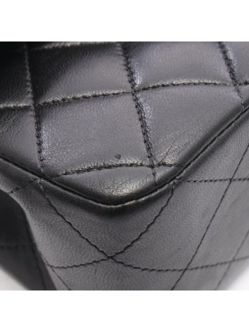 Chanel Shoulder Bag Quilted Double Flap Black Lambskin Chain